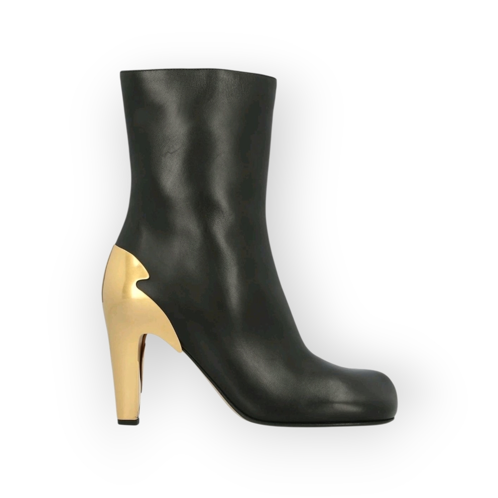 Bottega Veneta Black and Gold Heeled Boots - Picture 1 of 8